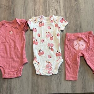 Pink and White Baby Onesie and Pants Set